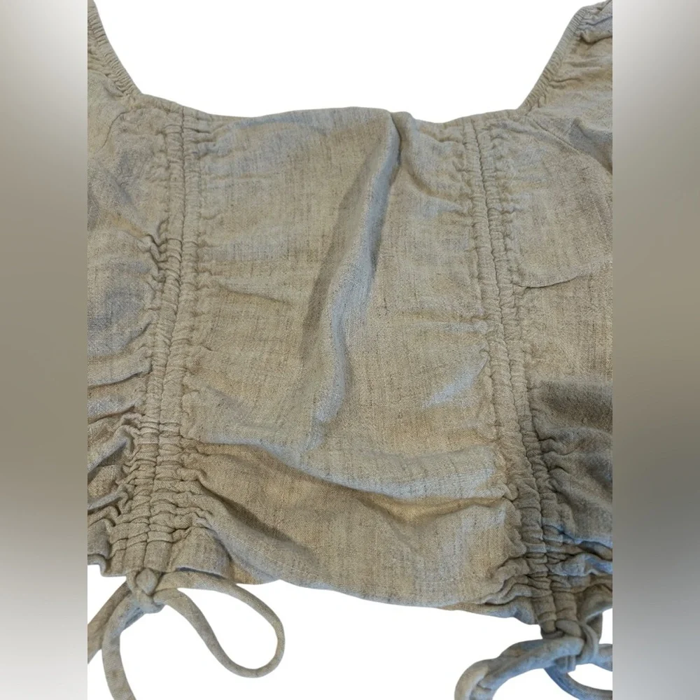 Wild Fable Linen Blend Ruched Crop Top Large - Picture 3 of 9